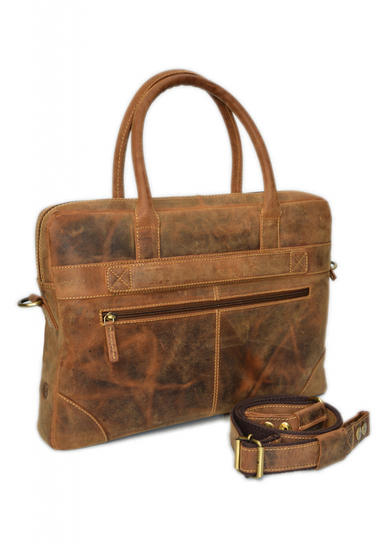 Vintage Laptop case one zip Leder